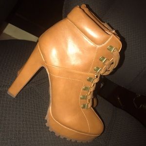 Tan heeled booties